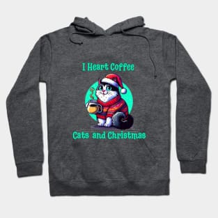 I Love Coffee Christmas And Cats, Cat And Coffee Hoodie
